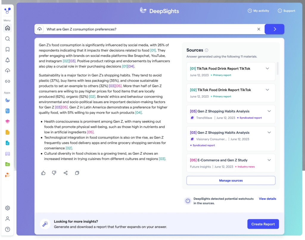 screenshot of AI-powered healthcare knowledge management DeepSights