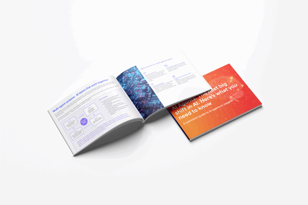 A mock-up of a case study showing the cover and internal pages of Philips and DeepSights logos as the cover of a guide on using AI agents for consumer insights