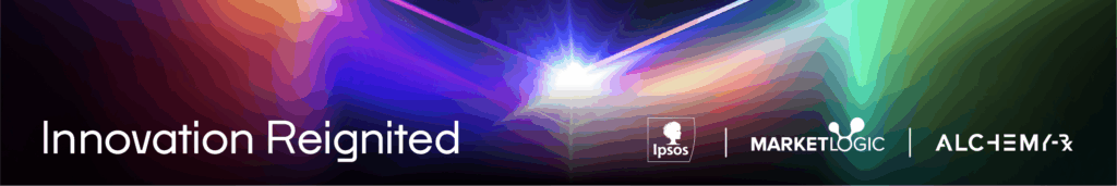 Footer banner for "Innovation Reignited" series showing logo of Ipsos, Market Logic and Alchemy Rx