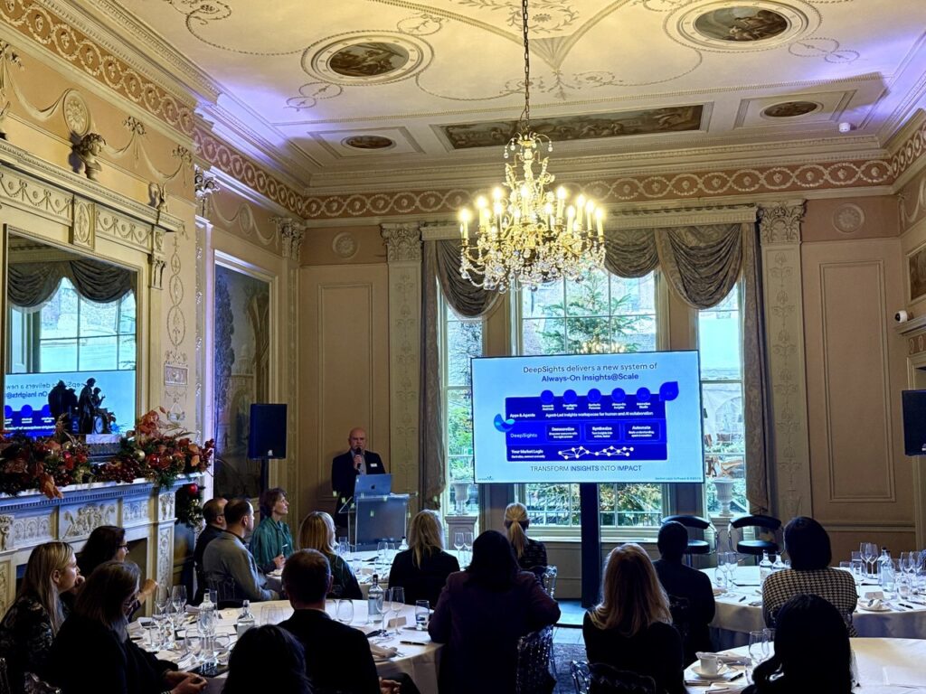 Picture of Market Logic's roundtable in London where guests are attending a presentation on Mars always-on insights culture