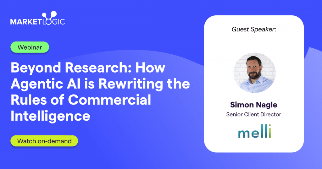 Cover artwork for the Market Logic Software and Melli webinar on how agentic AI is helping market research agencies produce better outcomes for their clients in CPG